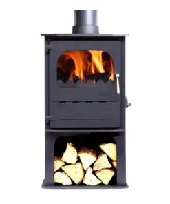 Dunsley Heat Highlander 5 Enviro-Burn Solo Log Store Metallic Black