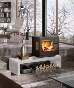 HERGOM Glance Wide Wall Hung 7.7kw Woodburning Stove